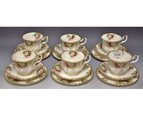 A Royal Albert Celebration pattern six setting tea service comprising six cups, saucers and side plates
