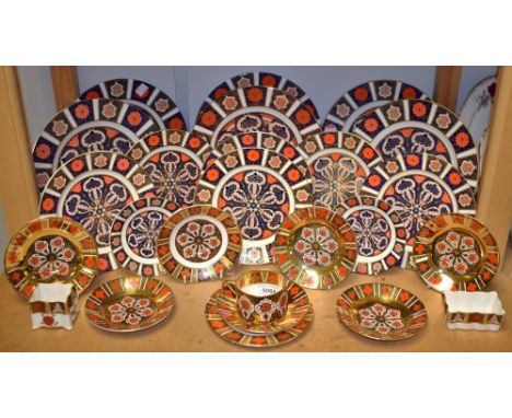 Ceramics - a Mercian china Romany Rose II six setting part dinner service; similar Burtondale saucers; etc