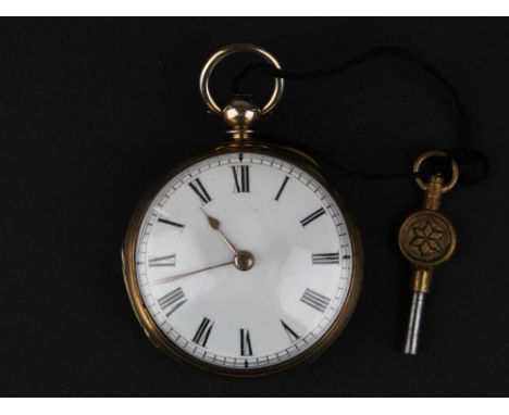 Silver gilt Ladies open face pocket watch, enamel dial with black Roman numerals