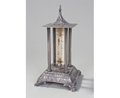 Early Victorian silver and ivory thermometer, Birmingham 1841, maker James Wintle, having ivory thermometer (AF) housed withi