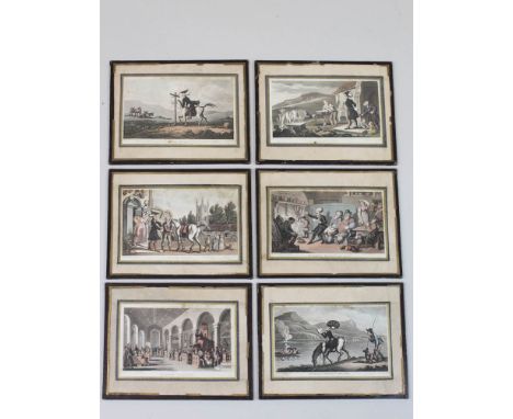 After Thomas Rowlandson, a set of Six Doctor Syntax etchings, comprising "Syntax Preaching", plate 24; "Doctor Syntax, Medita
