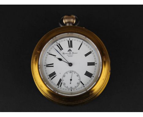 In its wooden Admiralty marked case Henry P Isaac Mariners time piece serial no 10832,enamel dial with black Roman numerals a