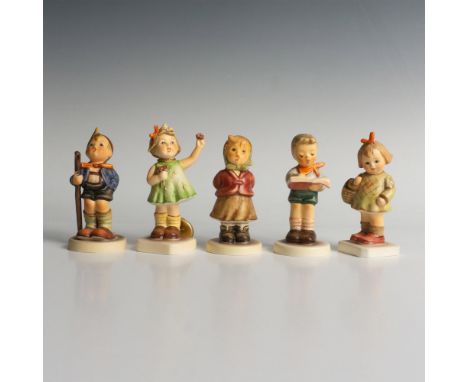Lovely group of hand painted porcelain with a matte finish. Includes: Little Hiker; Forever Yours; Honor Student; Choir; Brou