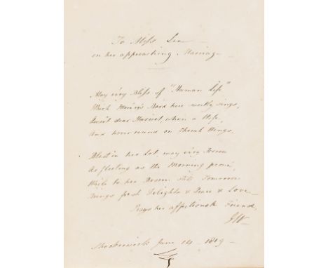 Shockerwick House, near Bath.- W[iltshire] (J[ohn], of Shockerwick House, 1762-1842) To Miss Lee on her approaching Marriage,