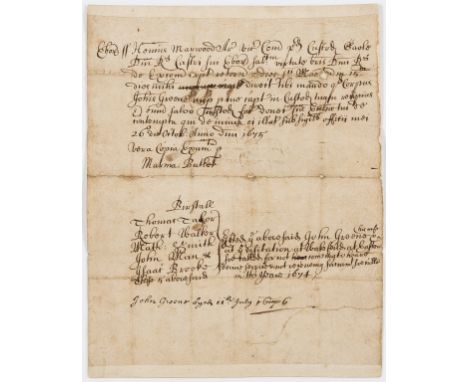 Yorkshire Prisoner.- Henry Marwood custodian of York Castle... "John Green &amp; his wife at ye visitation at Wakefield at Ea