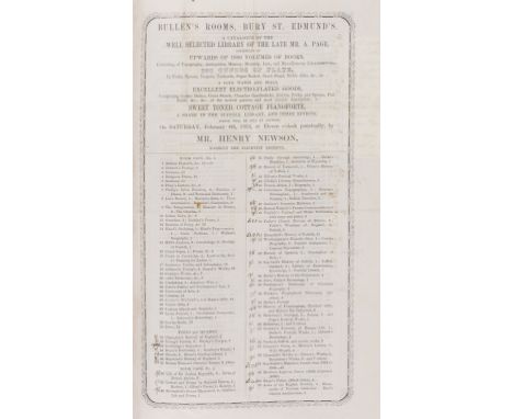 Suffolk Library Catalogue.- Bullens Rooms, Bury St. Edmunds, A Catalogue of the Well Selected Library of the Late Mr. A. Page