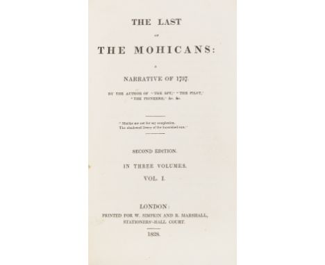 NO RESERVE Cooper (James Fenimore) The Last of the Mohicans, 3 vol., second edition, bookplate to paste down, light marginal 