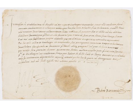 Milan.- Francesco II Sforza (Duke of Milan, 1495-1535) Grant relating to Gualuagino Gutuario and a building with Belvedere (t