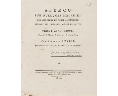 NO RESERVE Paediatrics.- Digestion.- Pouzin (Fulcrand) Aperçu sur quelques maladies qui affectent le canal alimentaire penda