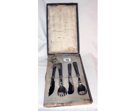German silver boxed spoon and fork set