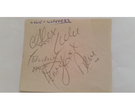 POP MUSIC, signed album pages, inc. Lulu &amp; the Lovers (5 signatures, first names only), Tommy Quigley, The Searchers (4),