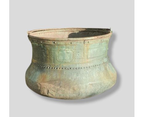 A Large Garden Planter In The Form Of A Cauldron with swing handle 94 cms diameter 