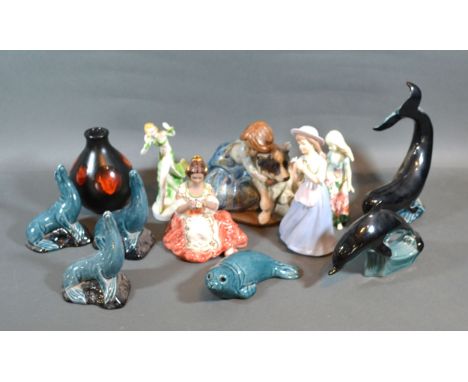 A Lladro Matt Glazed Group together with various other items to include Poole Pottery 