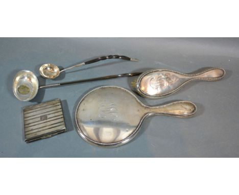 A Georgian Silver Toddy Ladle with coin inset bowl and twisted horn handle together with a silver plated and horn toddy ladle