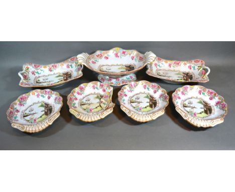 A 19th Century Spode Dessert Service comprising seven dishes 