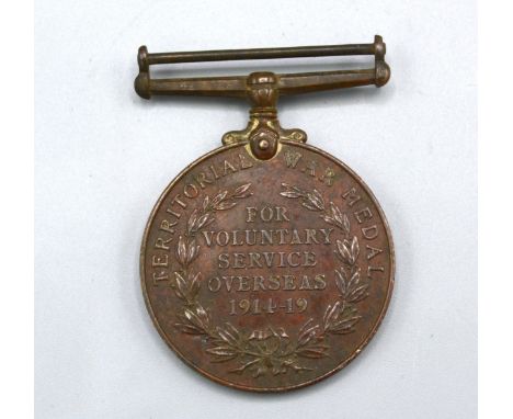 A George V Territorial Force War Medal For Voluntary Service Overseas 1914/19 awarded to 530 Pte. C. E. Speke. K. S. L. I. Ki