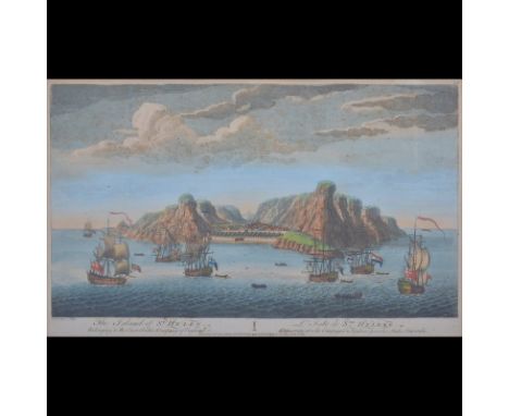 Jan van Ryne,The Island of St. Helen, hand-coloured engraving, published 1818, visible, 26cm x 40cm; William Simpson, after C