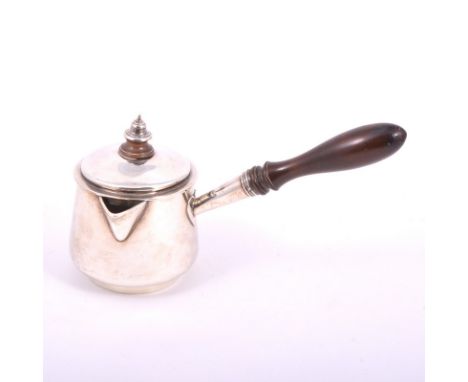William IV silver saucepan, Barnards, London 1836, with a hinged lid, turned fruitwood finial and handle, height to handle 14