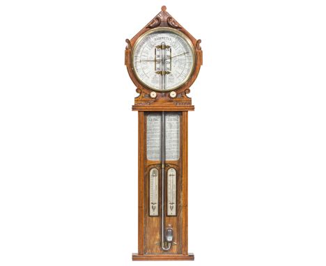 ROYAL POLYTECHNIC BAROMETEROak cased barometer by Joseph Davis & Co., sole manufacturers Fitzroy Works, Kensington Park Road,