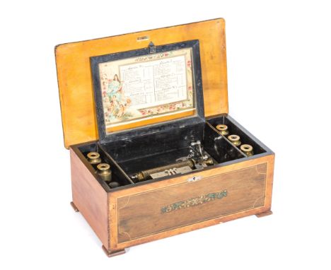Swiss inter-changeable cylinder musical box, labelled Alexandra, No. 7, playing thirty-six airs on six cylinders, marked resp