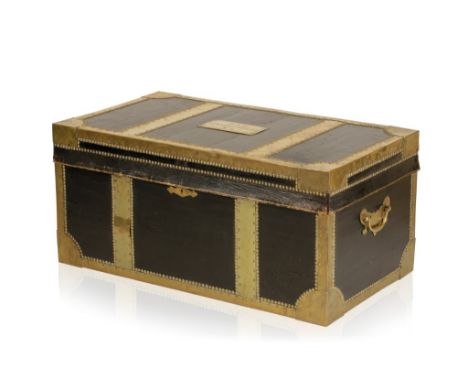 ROYAL INTEREST: A TRUNK BELONGING TO H.R.H. THE DUKE OF CUMBERLAND K.G. the brass mounted and studded leather exterior with t