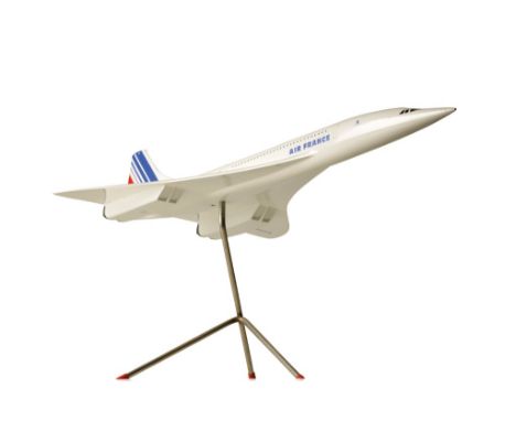 CONCORDE: A SCALE MODEL IN AIR FRANCE LIVERY on metal tripod stand, with accompanying certificate to certify that 'Madame et 