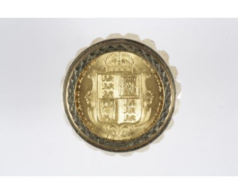 VICTORIAN HALF SOVEREIGN DATED 1887, set as a ring, on a 9ct yellow gold shank. Ring size N