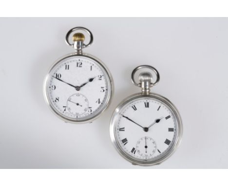 SELEX SILVER CASED OPEN FACE GENTLEMAN'S POCKET WATCH with keyless wind, white enamel dial, subsidiary seconds dial, black Ar