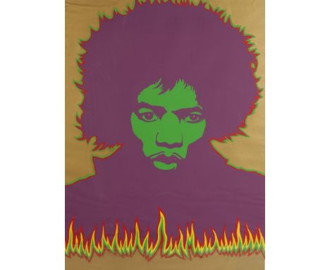 •LARRY SMART (1945-2005) 'JIMI HENDRIX' signed and numbered 14/300 to the margin, screen print in colours, 121cm x 91cm The a