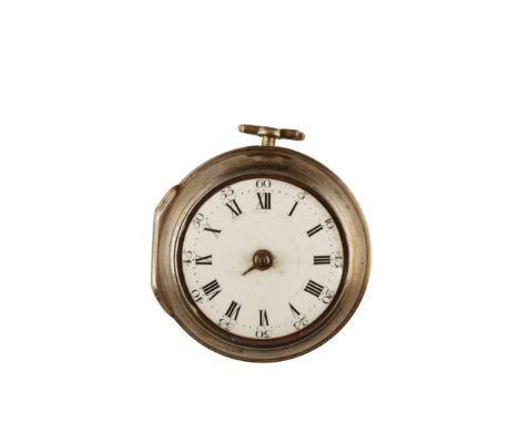 EDWARD ARNOLD OF LONDON SILVER PAIR CASED POCKET WATCH with key wind movement, white enamel dial and black Roman numerals, c.