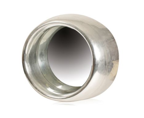 MCDONNELL-DOUGLAS DC9 JET ENGINE INTAKE converted into a wall mirror, original manufacture c. 1975, with flush rivets and hea