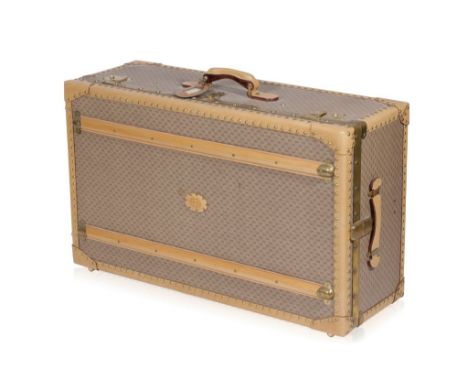 GUCCI VINTAGE GG CANVAS WARDROBE TRUNK, custom made by Gucci from their monogram coated canvas. The trunk includes tan leathe