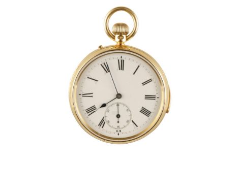 HEPTING &amp; FURDEREN OF LONDON: 18CT YELLOW GOLD OPEN FACED POCKET WATCH with a repeating movement and a white enamel dial 