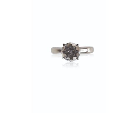 DIAMOND SOLITAIRE RING, the brilliant-cut diamond, approximately 2.04cts claw set on an 18k white gold shank. Ring size K. To