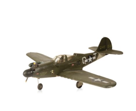 LARGE SCALE MODEL OF A BELL P-39 AIRACOBRA 'THE PANTIE BANDIT' the body decorated in bottle green with numerous decals, the u