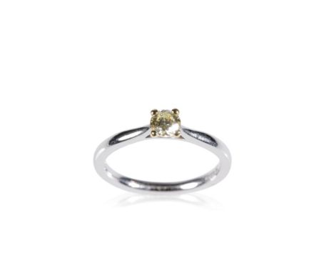 RICH HAYES SOLITAIRE DIAMOND RING, mounted in 18ct white and yellow gold, set with a champagne round brilliant cut diamond, .