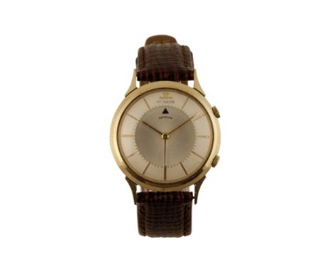 JAEGER LE-COULTRE MEMOVOX STEEL AND GOLD PLATED GENTLEMAN'S WRIST WATCH with manual wind movement, silver and white rotating 