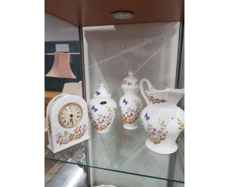 4 PIECES OF AYNSLEY WARE INC CLOCK ETC