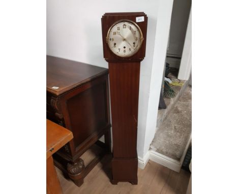 GRANDMOTHER CLOCK WITH SILVER DIAL