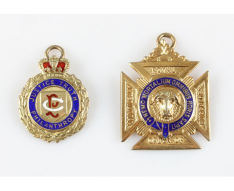 A silver gilt Royal Antediluvian Order of Buffaloes enamelled medallion, presented to Bro. Kenneth Davison, hallmarked Birmin