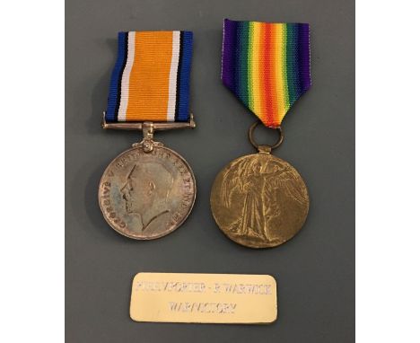 World War One War and Victory medals belonging to 26565 Pte. V. H. Porter. R. War R.