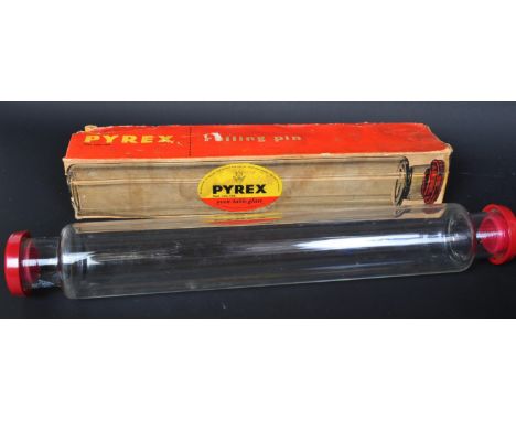 A retro vintage mid 20th Century circa 1950's Pyrex glass rolling pin. Made in England by James A. Jobling &amp; Co Ltd. Glas