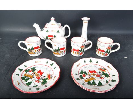 Mason's - Christmas Village - Ironstone made in England. A vintage 20th Century tea service / set. To include; teapot, mugs, 