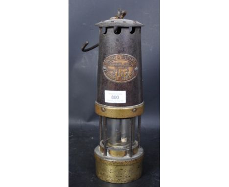Early 20th century Welsh brass &amp; metal banded miners lamp by Thomas &amp; Williams Ltd of Aberdare. Brass plaque marked f