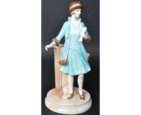 A Royal Worcester porcelain 'Margery' figurine bearing notation to base for maker - Commissioned in the 70th anniversary year