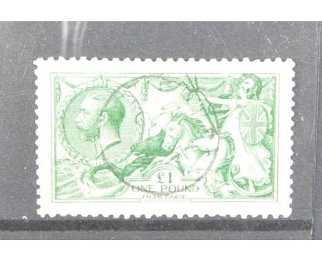 GREAT BRITAIN STAMP King George V 1913 £1 Green “Seahorse” High Value. A well centred example with good perforations. Very ne