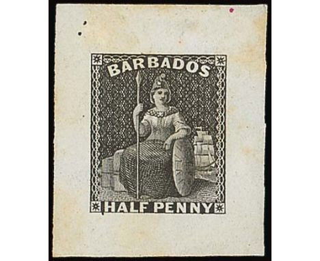Barbados1874-75 Watermark Large Star, Perf 14Die Proofs½d. in black on wove paper (29x35mm.), some very light tone marks in m