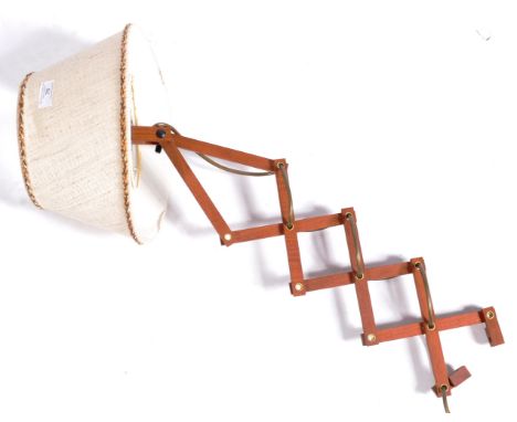 Wigo Limbach - An original retro vintage mid 20th Century Danish teak wood scissor action wall lamp light having interlocking