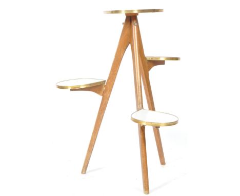 An original retro vintage mid 20th Century 1950's Sputnik Atomic Space age four tier plant stand / display stand comprising f