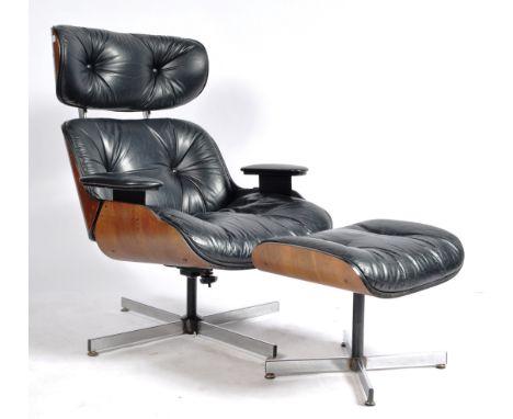 George Mulhauser - Lounge Chair &amp; Ottoman - A retro vintage 20th Century easy lounge chair and matching ottoman in the ma
